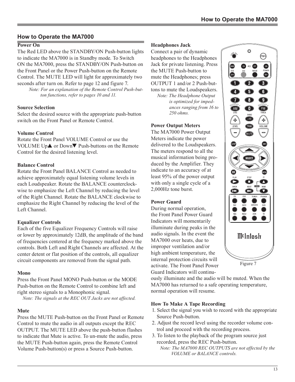 McIntosh MA7000 User Manual | Page 13 / 20