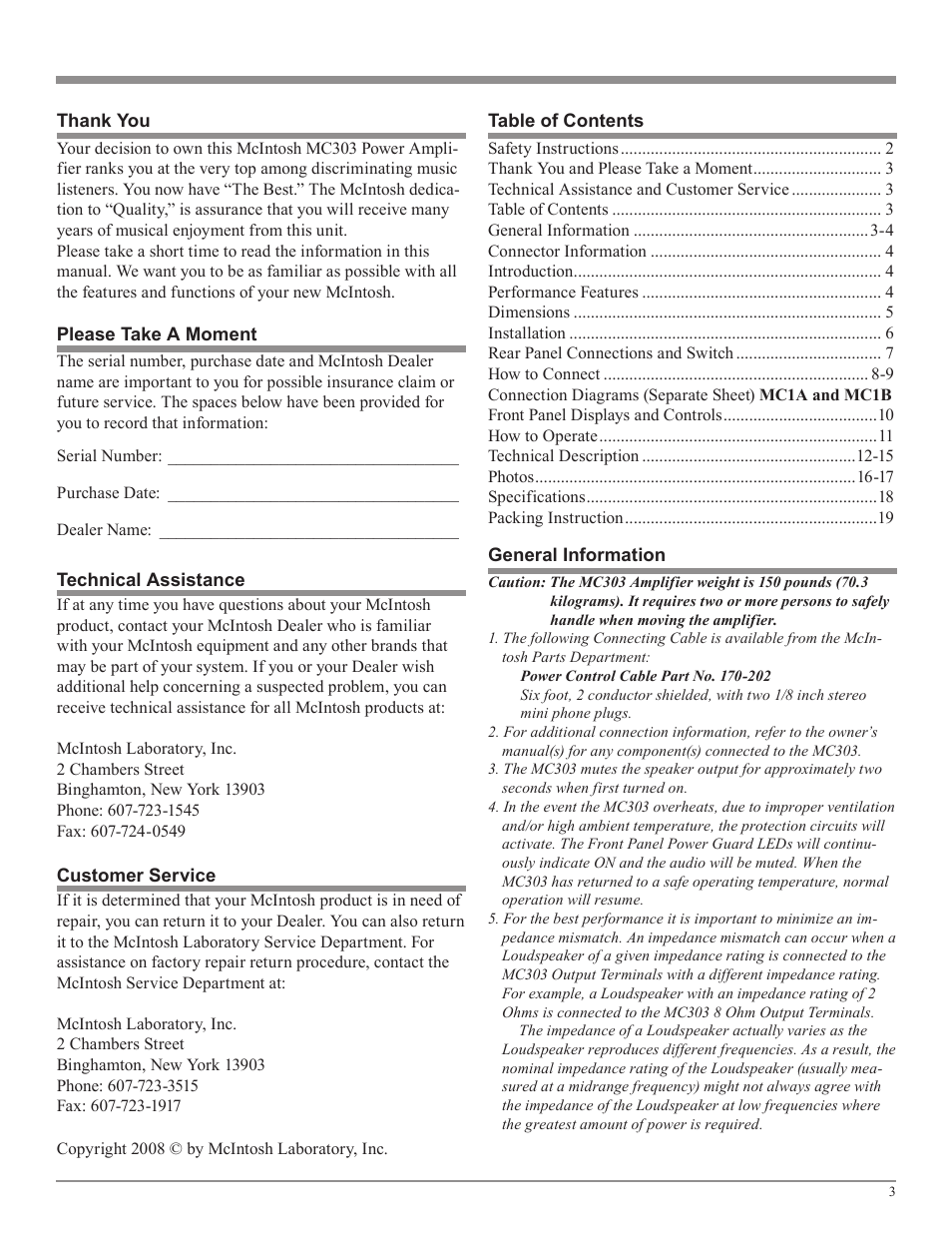 McIntosh MC303 User Manual | Page 3 / 20