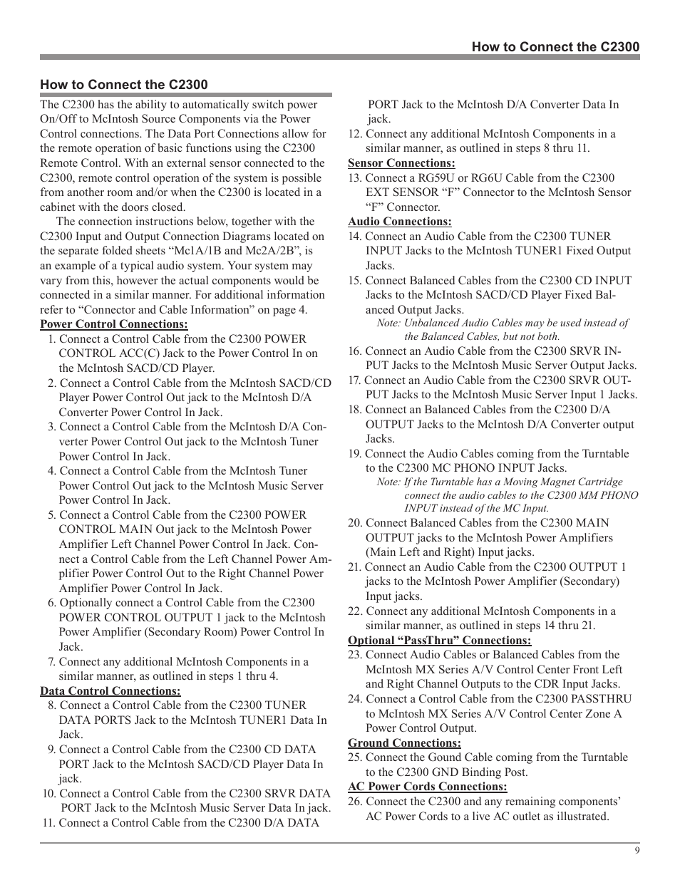 McIntosh C2300 User Manual | Page 9 / 24