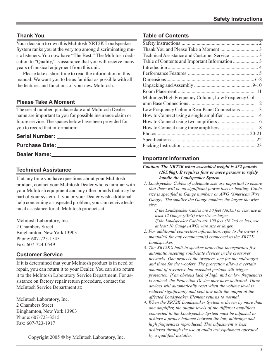 McIntosh XRT2K User Manual | Page 3 / 24