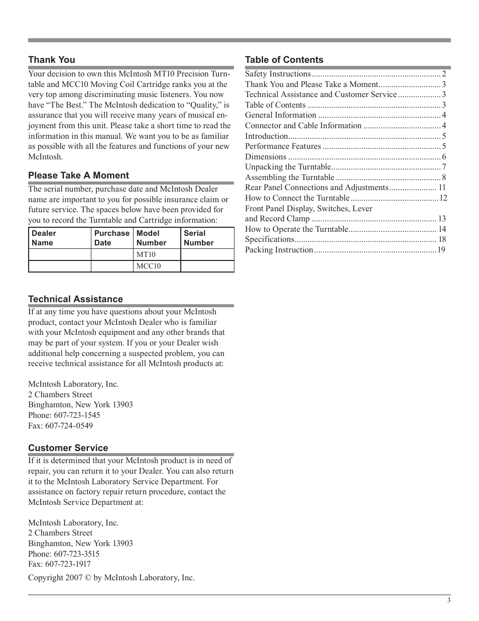 McIntosh MT10 User Manual | Page 3 / 20