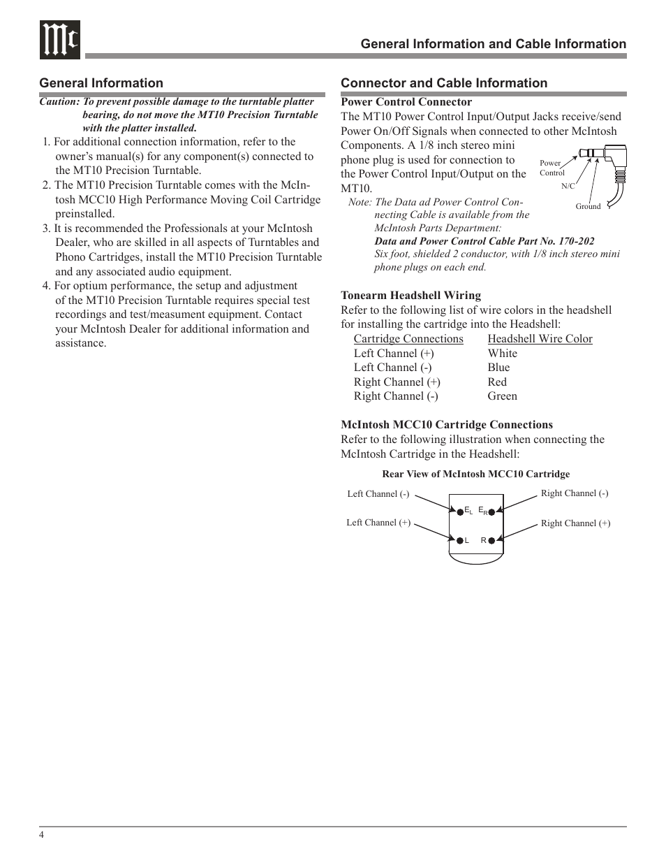 McIntosh MT10 User Manual | Page 4 / 20