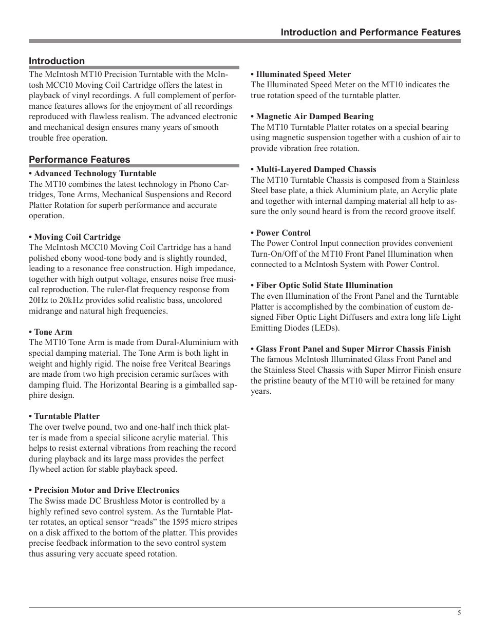 McIntosh MT10 User Manual | Page 5 / 20