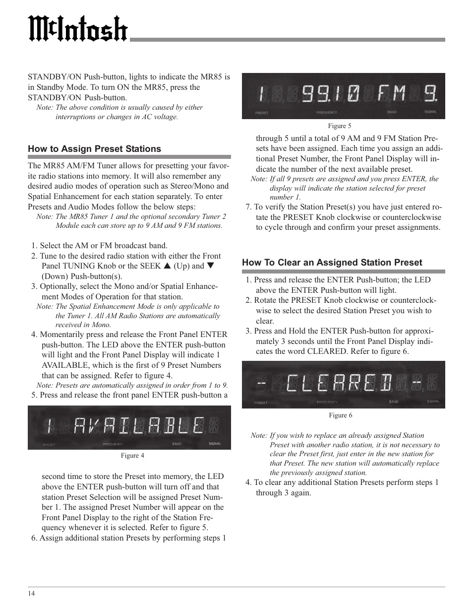 McIntosh M85 User Manual | Page 14 / 20