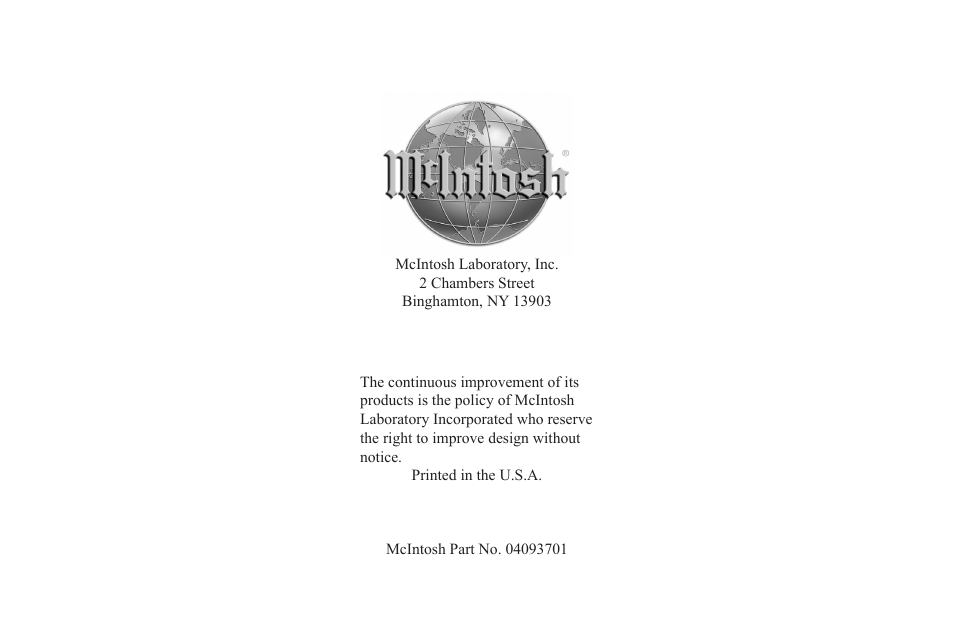 McIntosh MS300 User Manual | Page 110 / 110