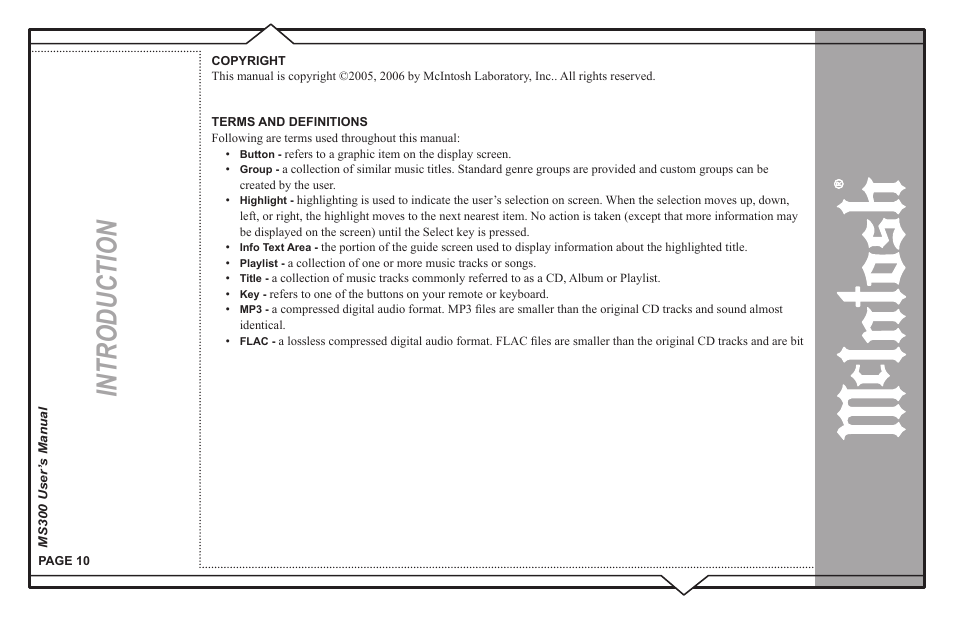 Introduction | McIntosh MS300 User Manual | Page 14 / 110