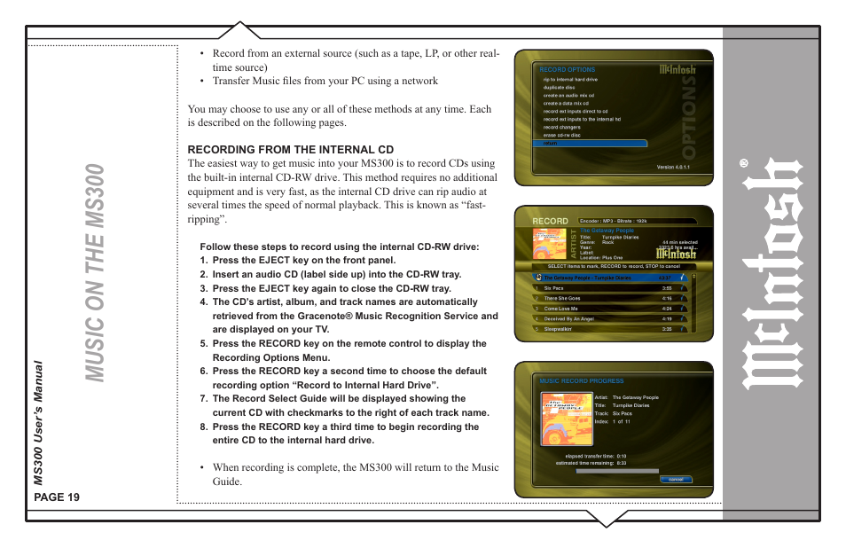 Music on the ms300 | McIntosh MS300 User Manual | Page 23 / 110