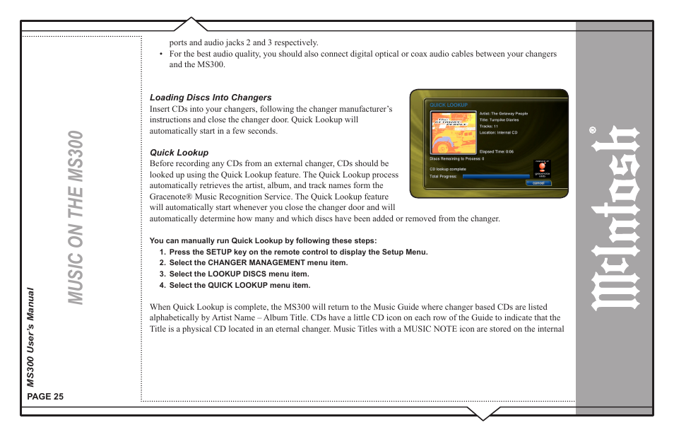 Music on the ms300 | McIntosh MS300 User Manual | Page 29 / 110
