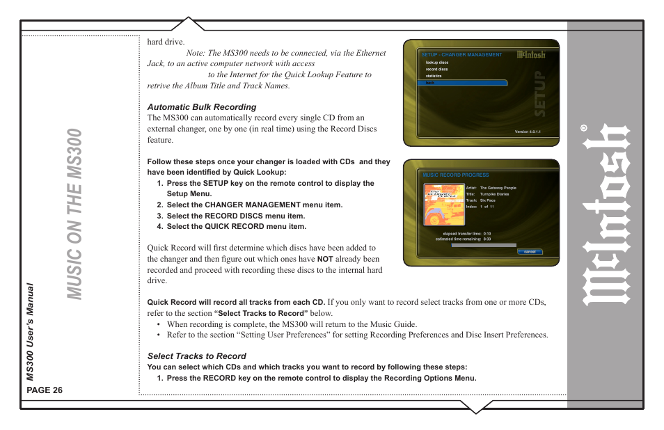 Music on the ms300 | McIntosh MS300 User Manual | Page 30 / 110