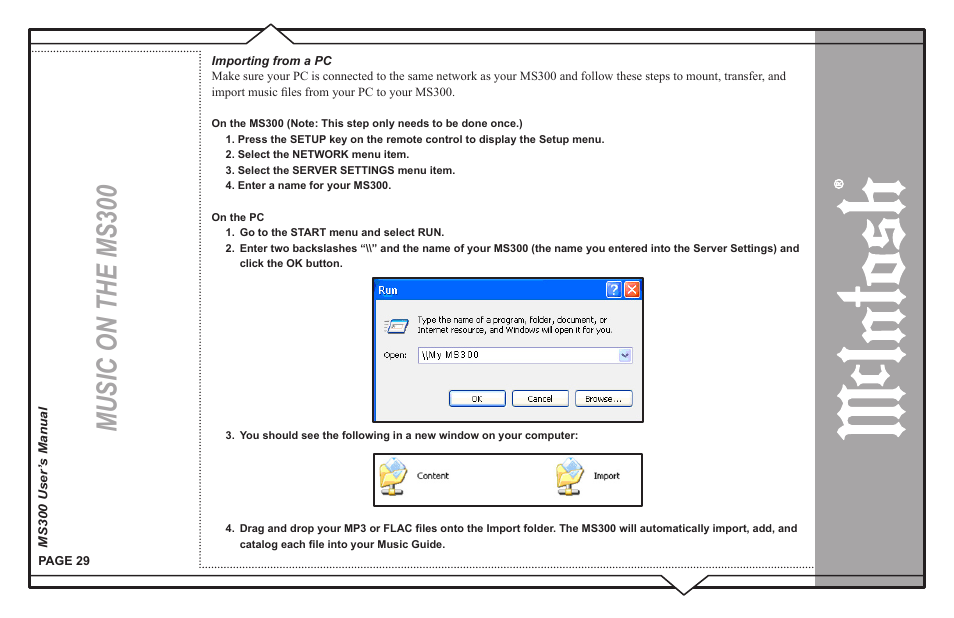 Music on the ms300 | McIntosh MS300 User Manual | Page 33 / 110