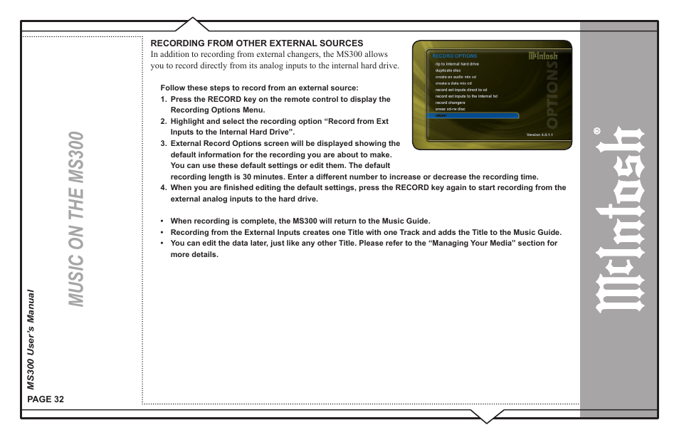 Music on the ms300 | McIntosh MS300 User Manual | Page 36 / 110