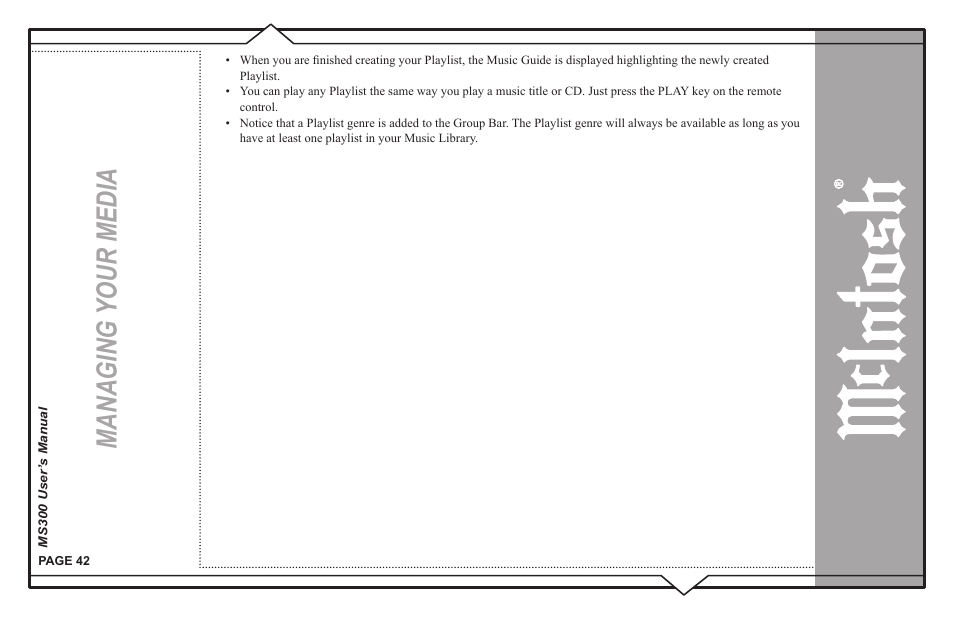 Managing your media | McIntosh MS300 User Manual | Page 46 / 110