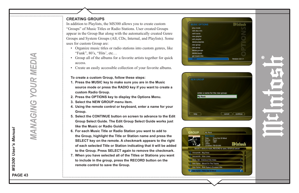 Managing your media | McIntosh MS300 User Manual | Page 47 / 110