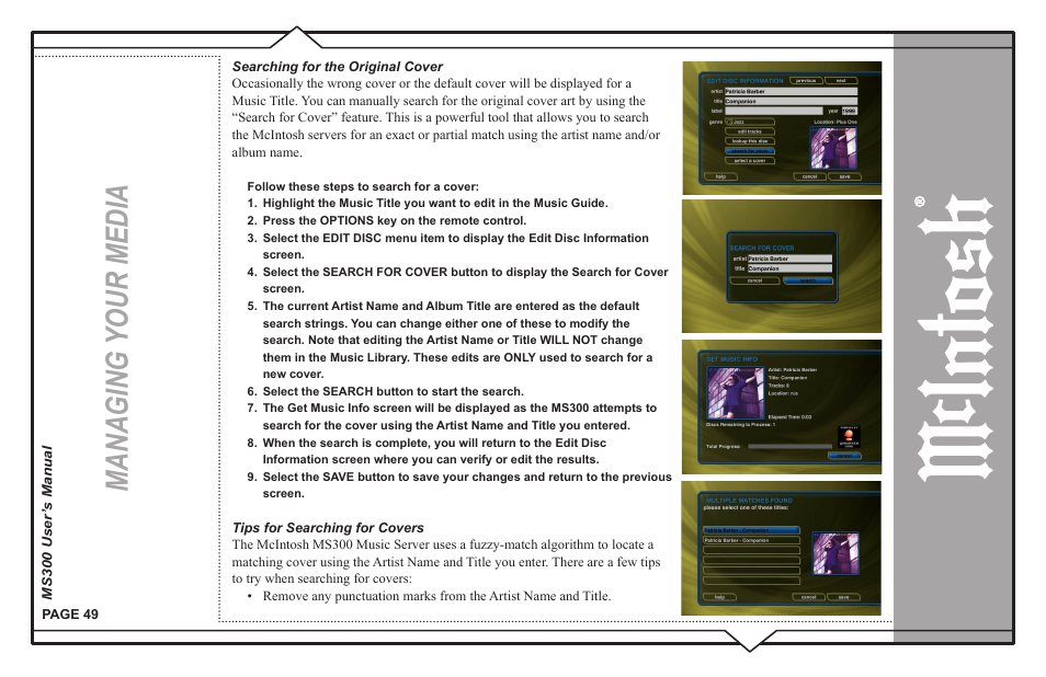 Managing your media | McIntosh MS300 User Manual | Page 53 / 110