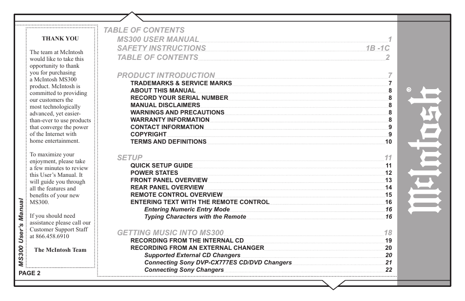McIntosh MS300 User Manual | Page 6 / 110