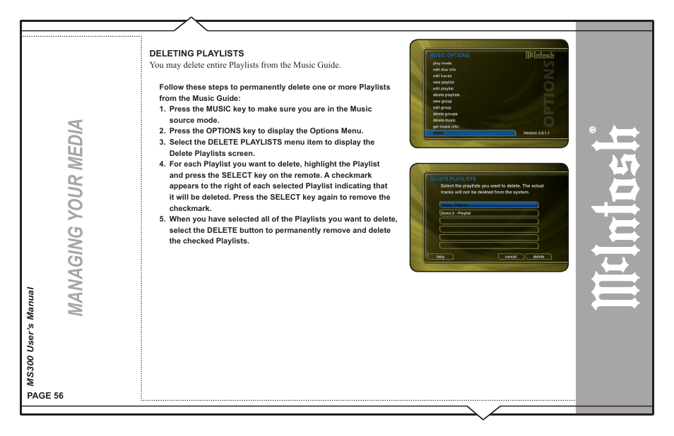 Managing your media | McIntosh MS300 User Manual | Page 60 / 110