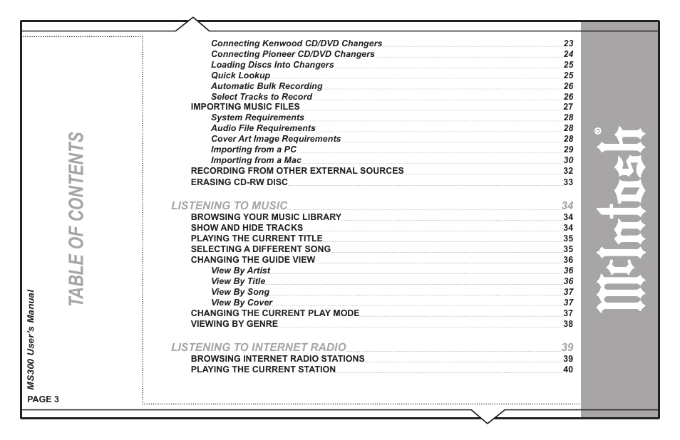 McIntosh MS300 User Manual | Page 7 / 110