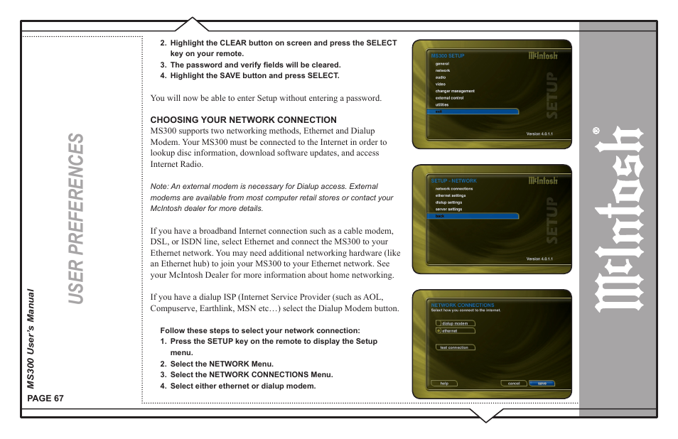 User preferences | McIntosh MS300 User Manual | Page 71 / 110