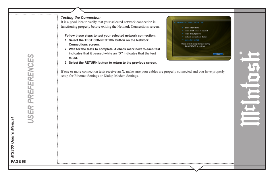 User preferences | McIntosh MS300 User Manual | Page 72 / 110