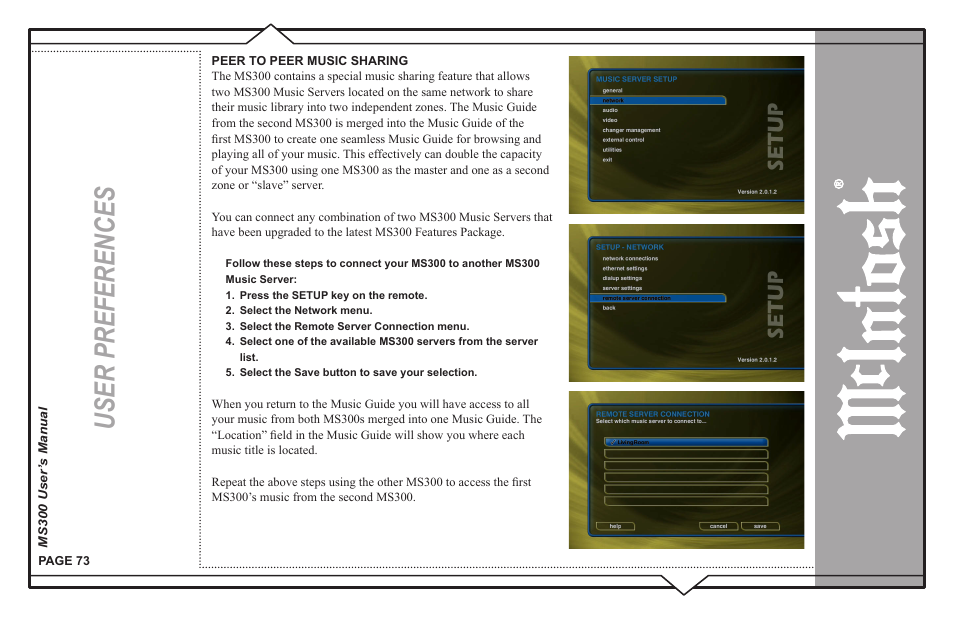 User preferences | McIntosh MS300 User Manual | Page 77 / 110