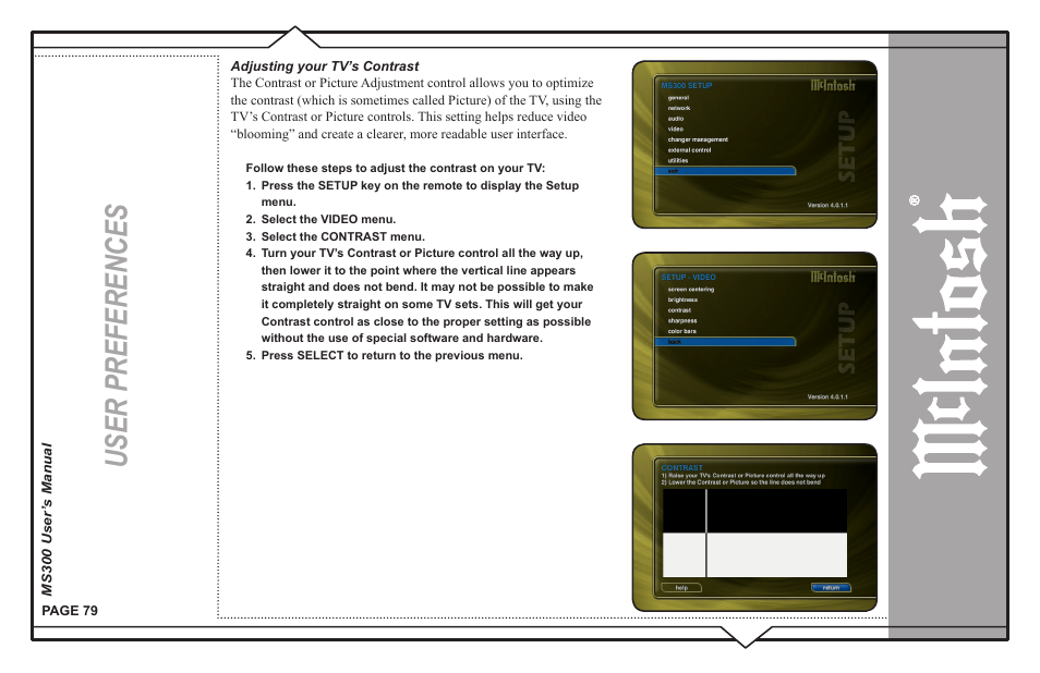 User preferences | McIntosh MS300 User Manual | Page 83 / 110