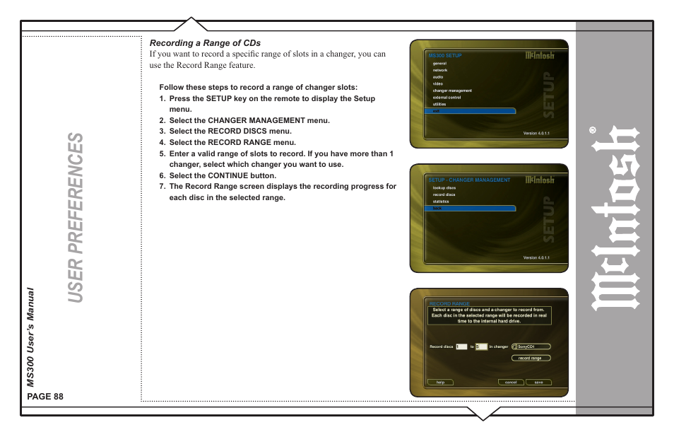 User preferences | McIntosh MS300 User Manual | Page 92 / 110