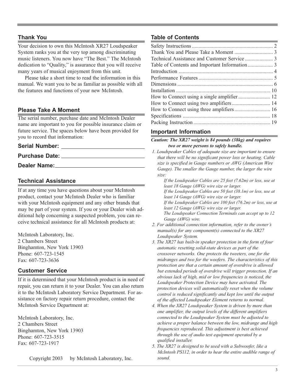 McIntosh XR27 User Manual | Page 3 / 16