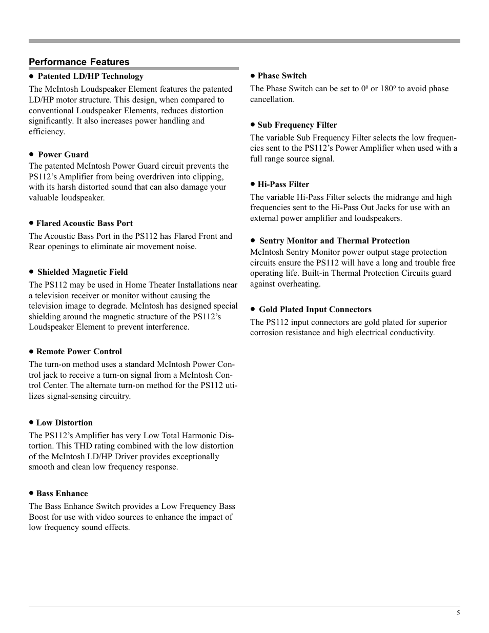McIntosh PS112 User Manual | Page 5 / 20