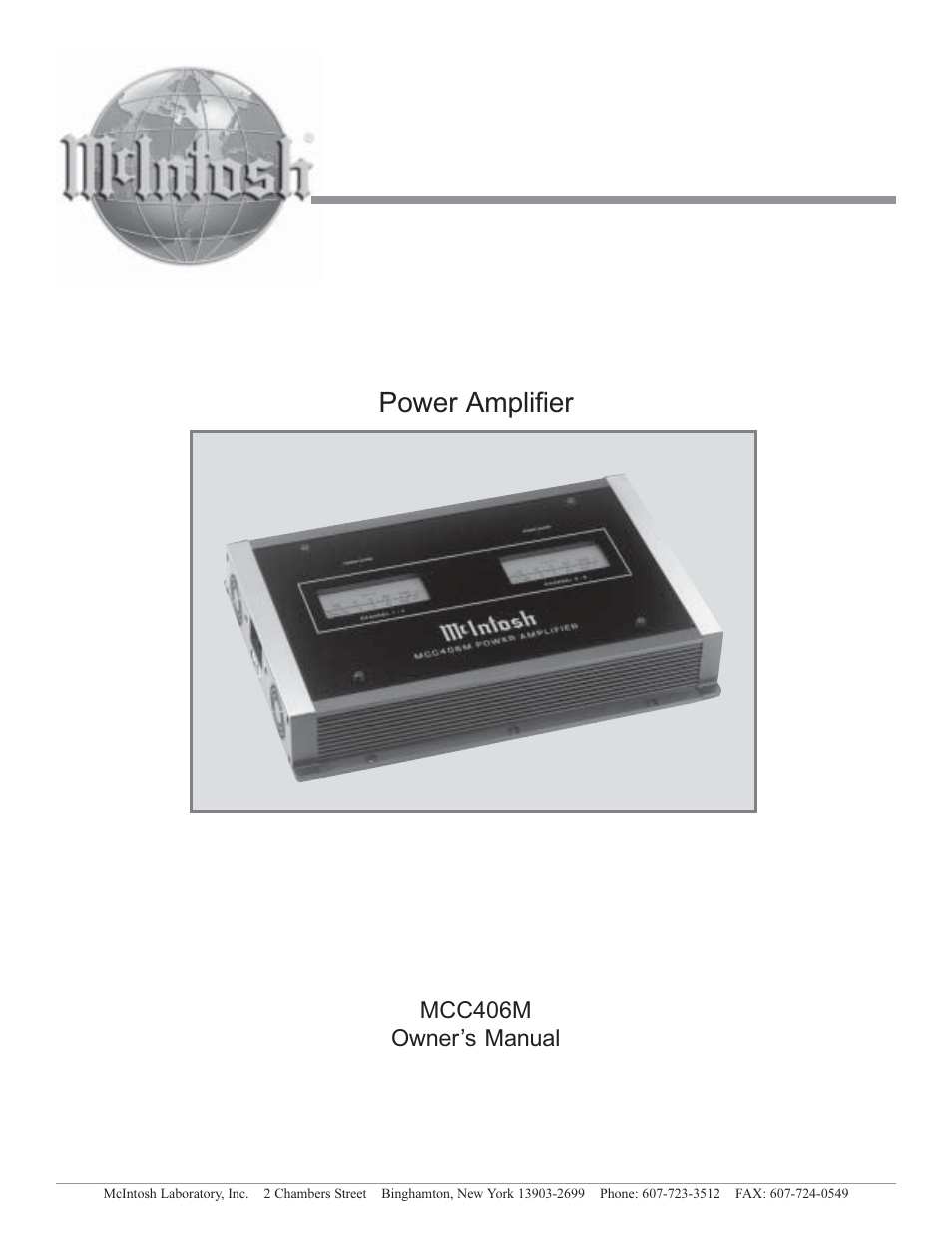 McIntosh MCC406M User Manual | 24 pages