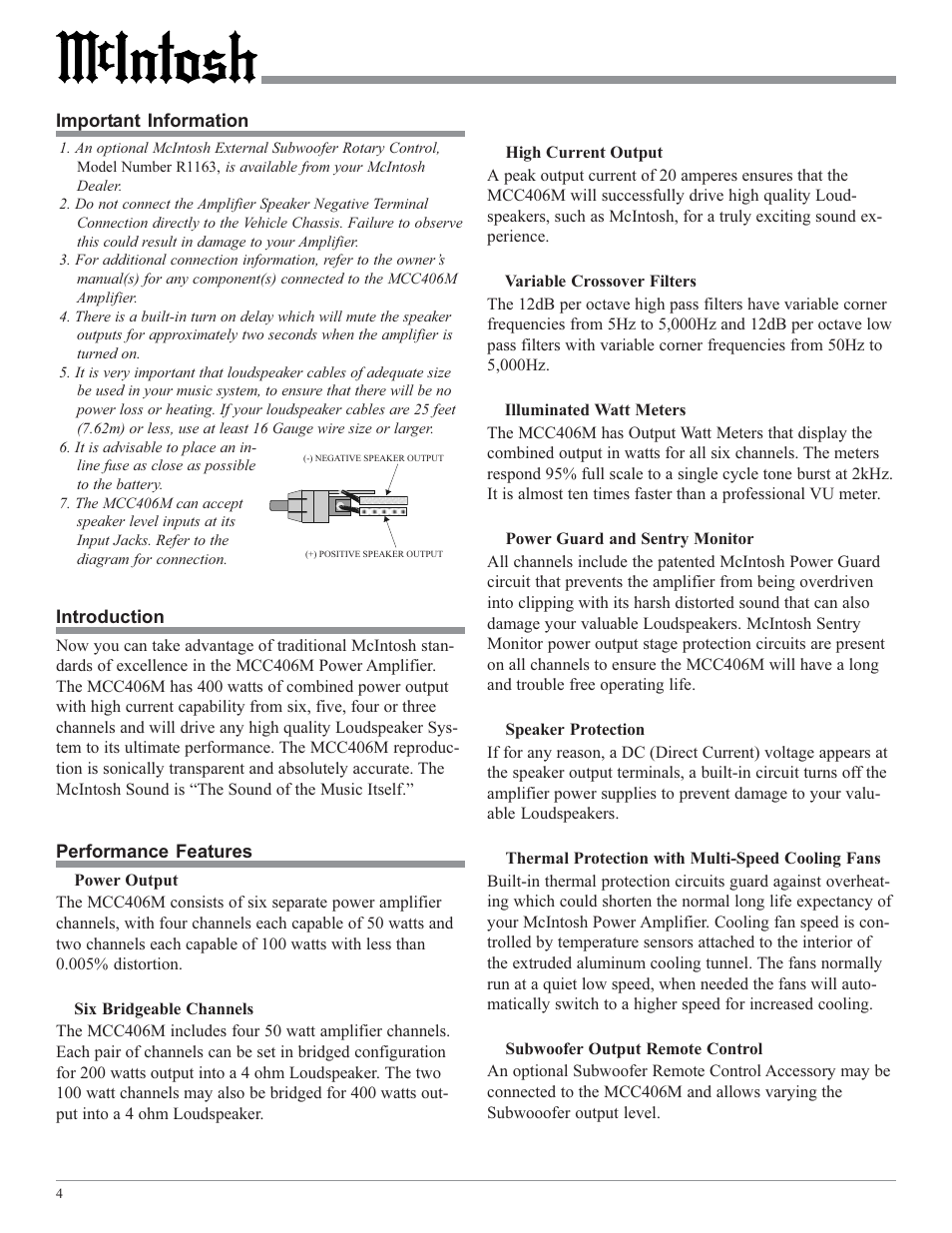 McIntosh MCC406M User Manual | Page 4 / 24