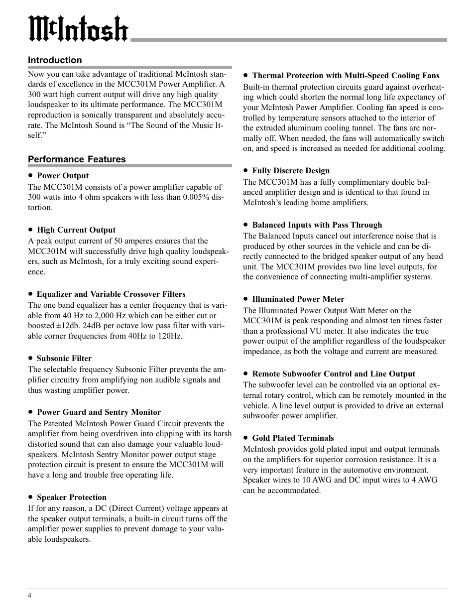 McIntosh MCC301M User Manual | Page 4 / 16