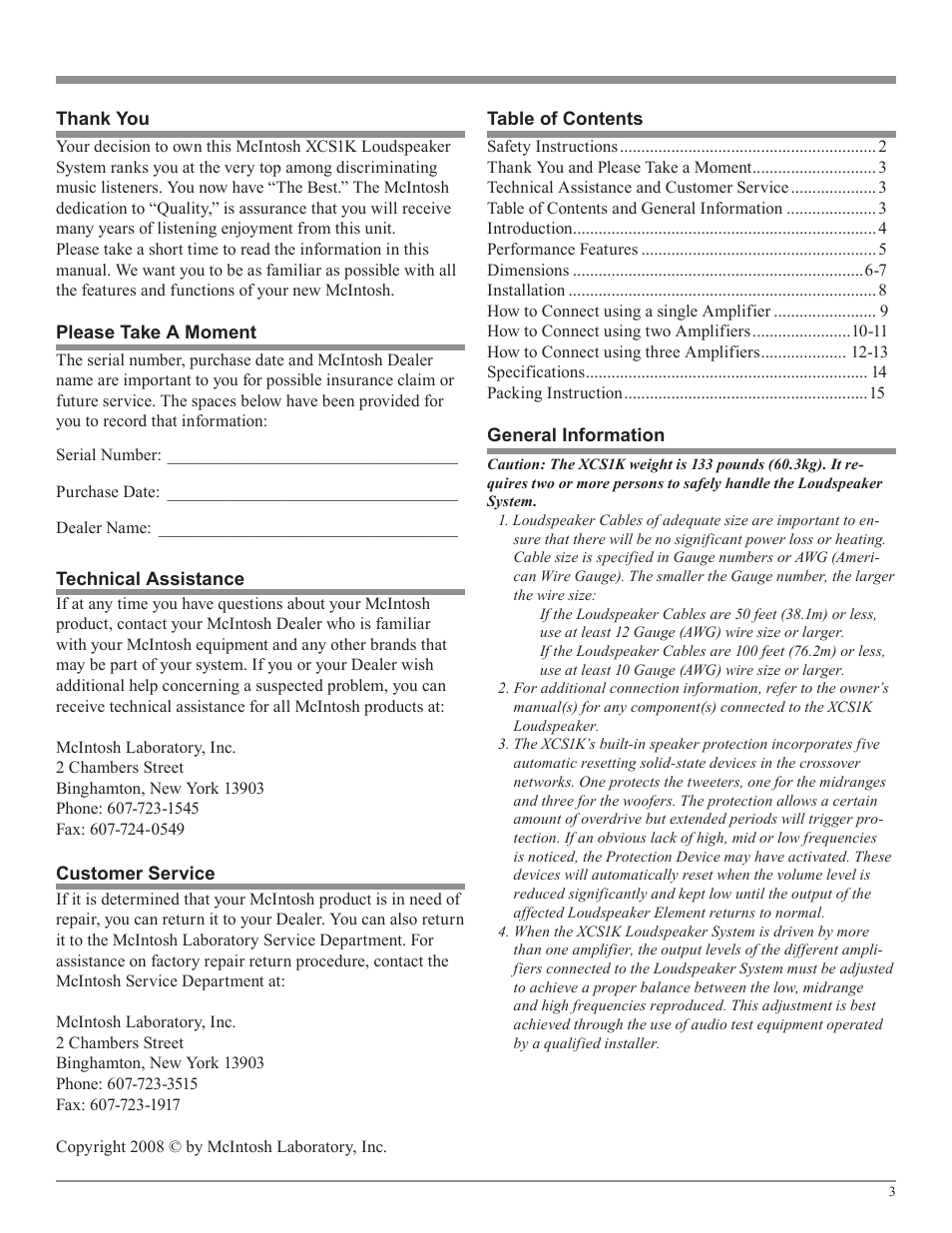 McIntosh XCS1K User Manual | Page 3 / 16