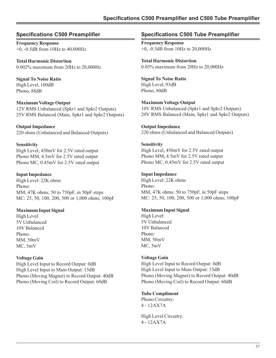 McIntosh C500 User Manual | Page 37 / 40