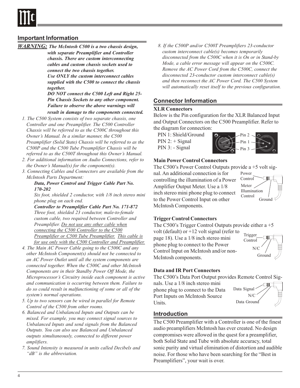 McIntosh C500 User Manual | Page 4 / 40