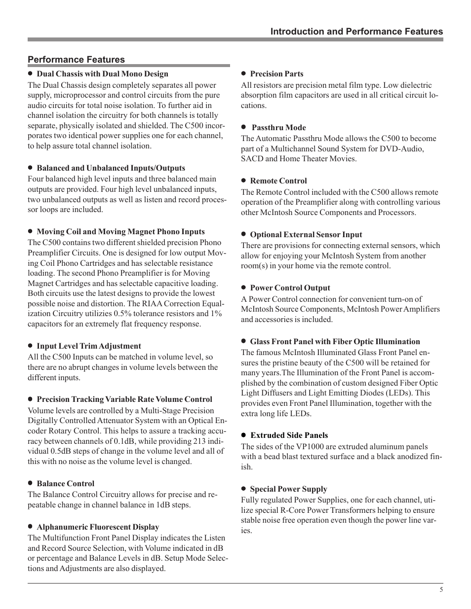McIntosh C500 User Manual | Page 5 / 40