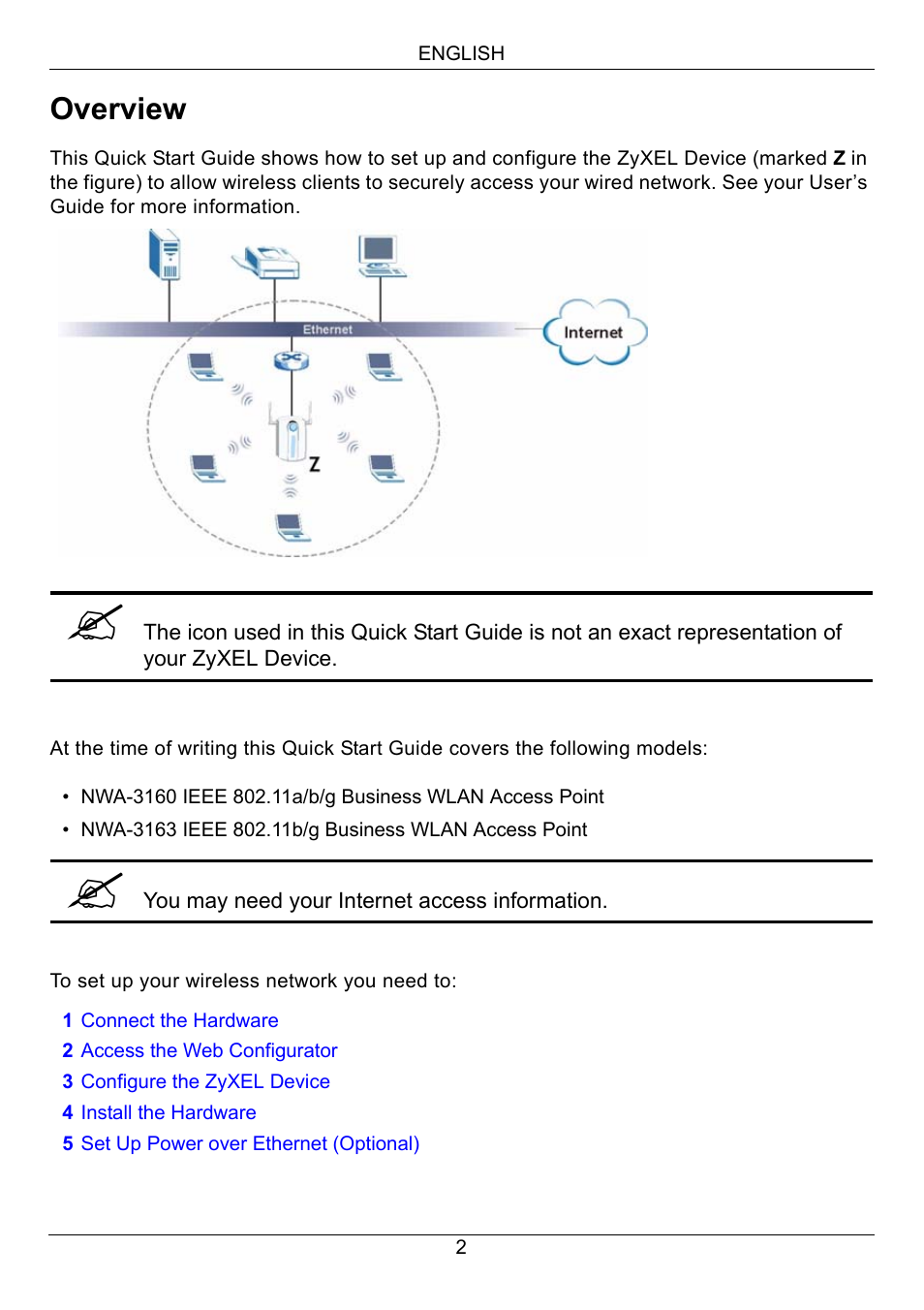 English | Zyxel NWA-3160 User Manual | Page 2 / 131