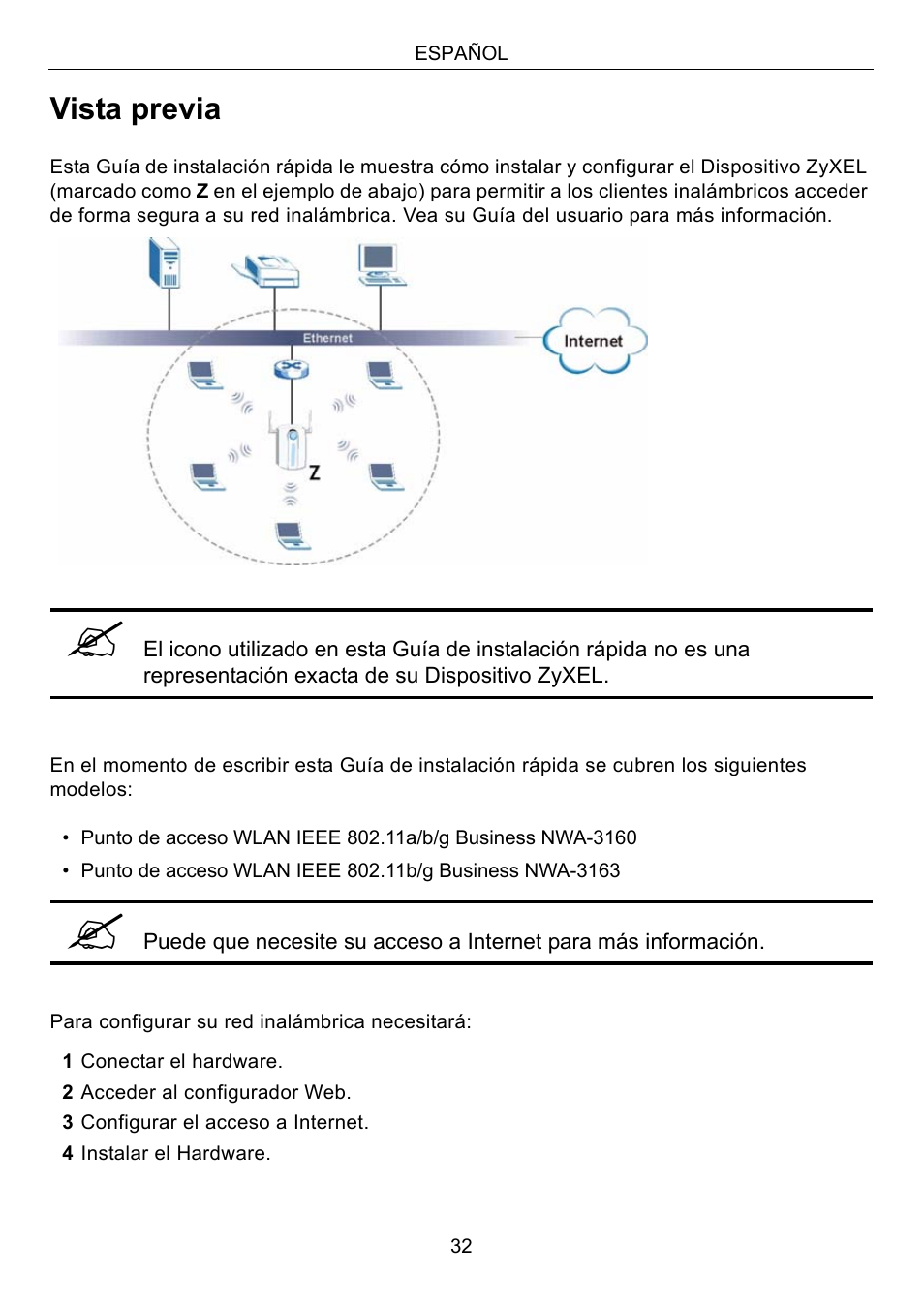 Español | Zyxel NWA-3160 User Manual | Page 32 / 131