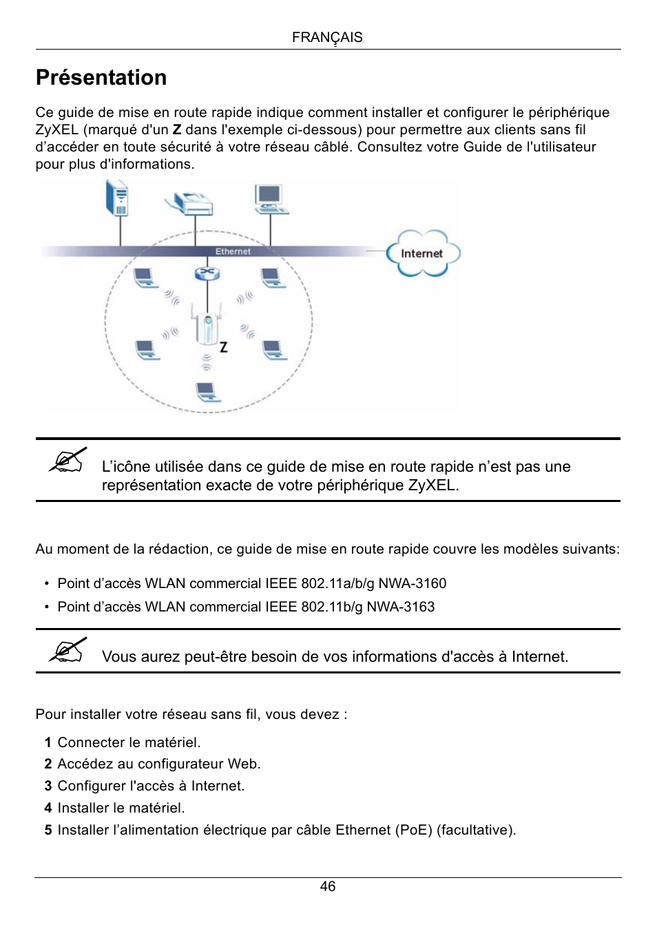 Français | Zyxel NWA-3160 User Manual | Page 46 / 131