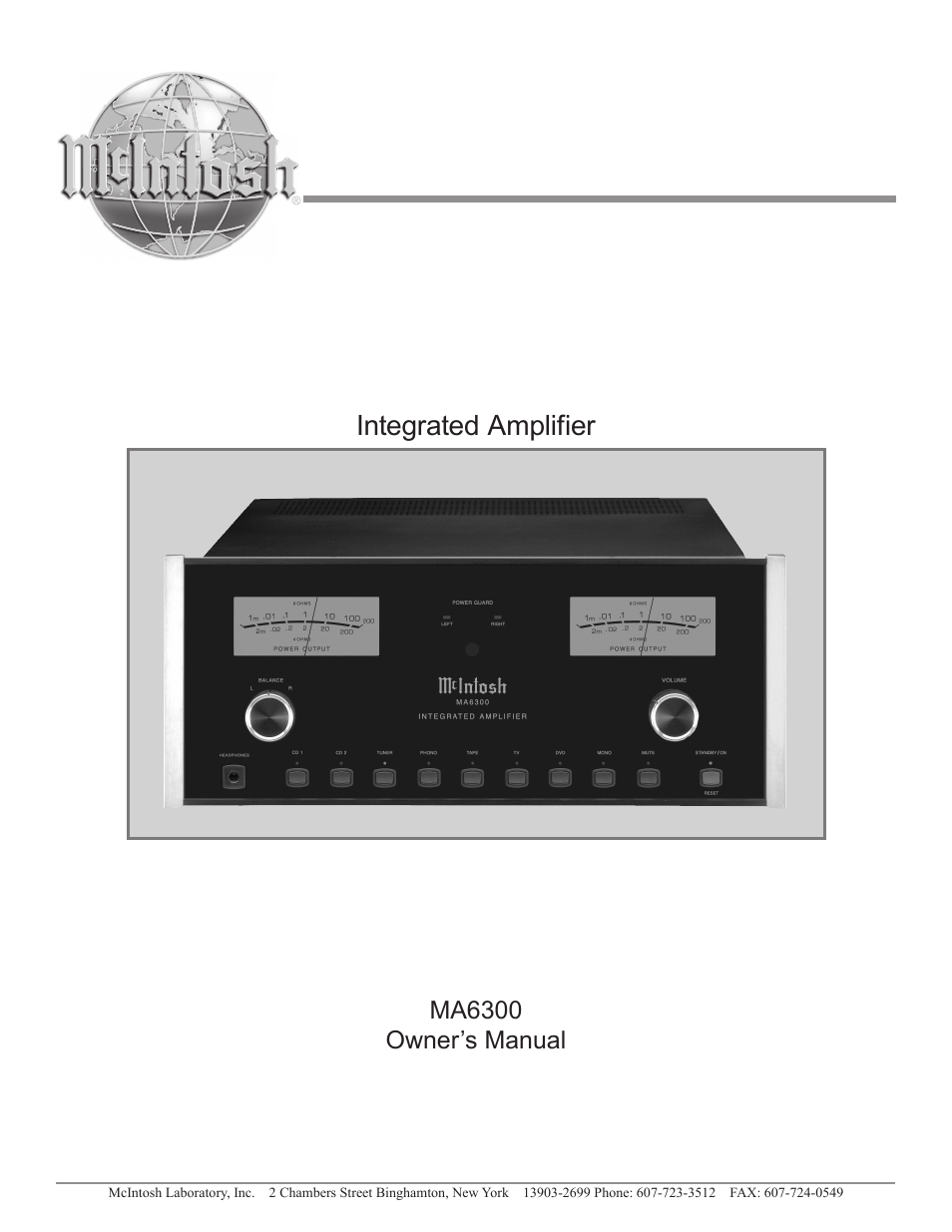 McIntosh MA6300 User Manual | 20 pages