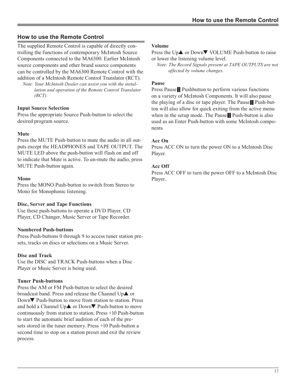 McIntosh MA6300 User Manual | Page 17 / 20