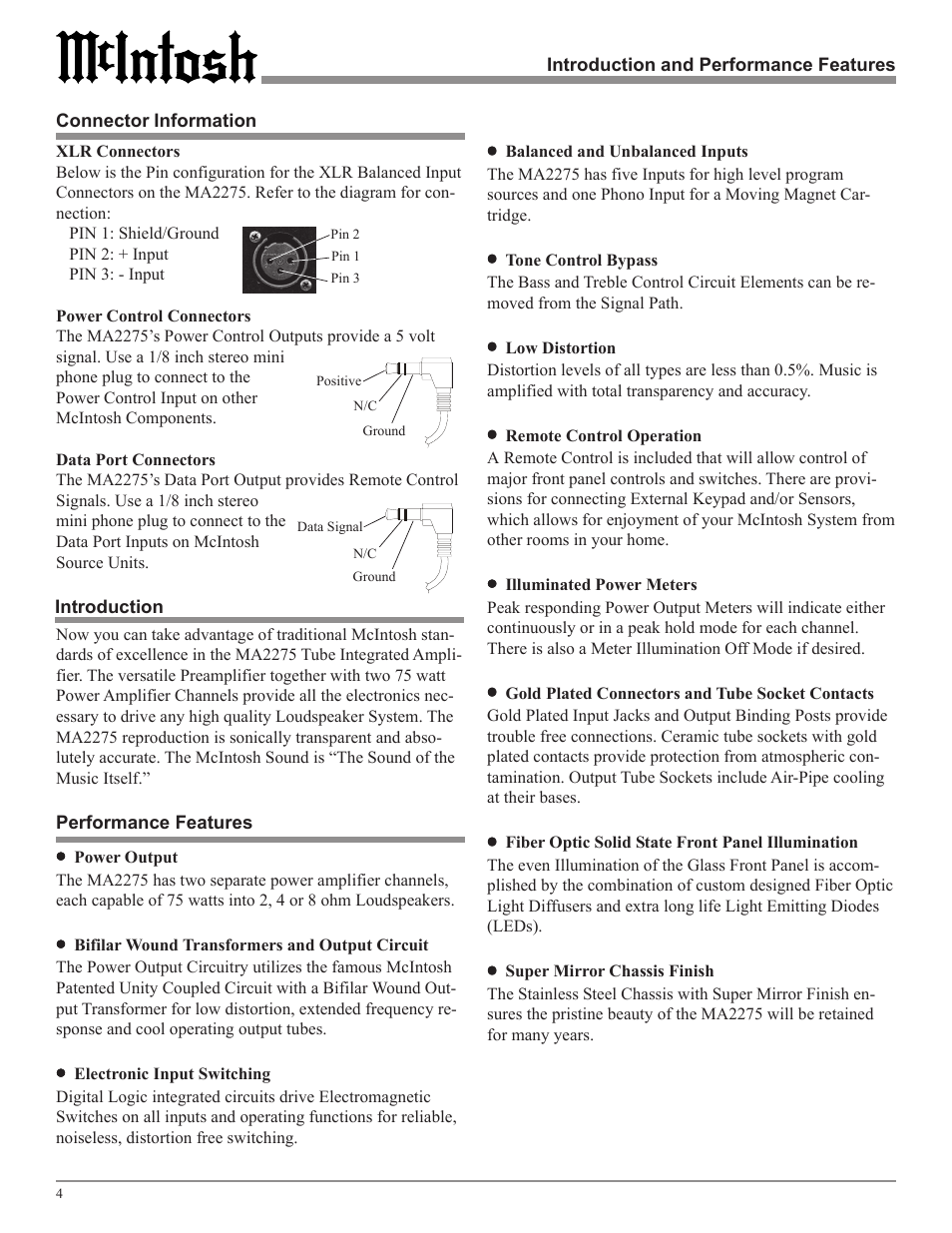 McIntosh MA2275 User Manual | Page 4 / 24