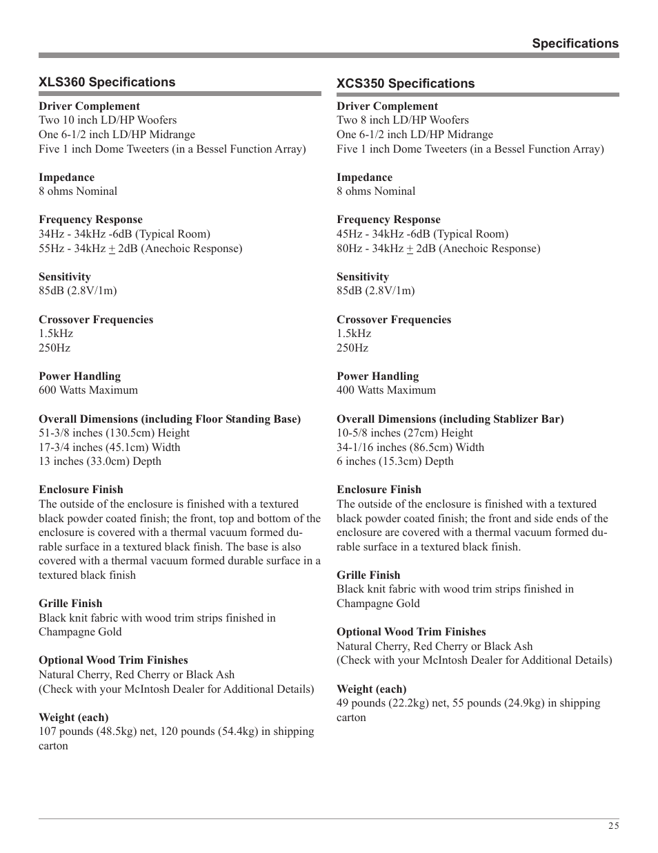 McIntosh XLS360 User Manual | Page 25 / 28