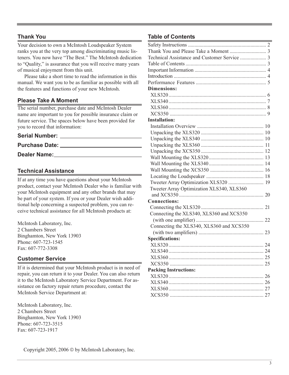McIntosh XLS360 User Manual | Page 3 / 28