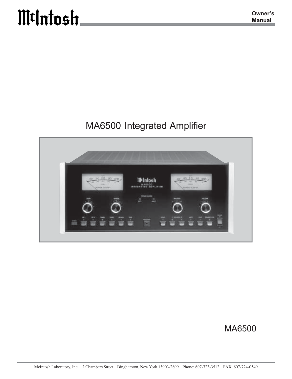 McIntosh MA6500 User Manual | 20 pages