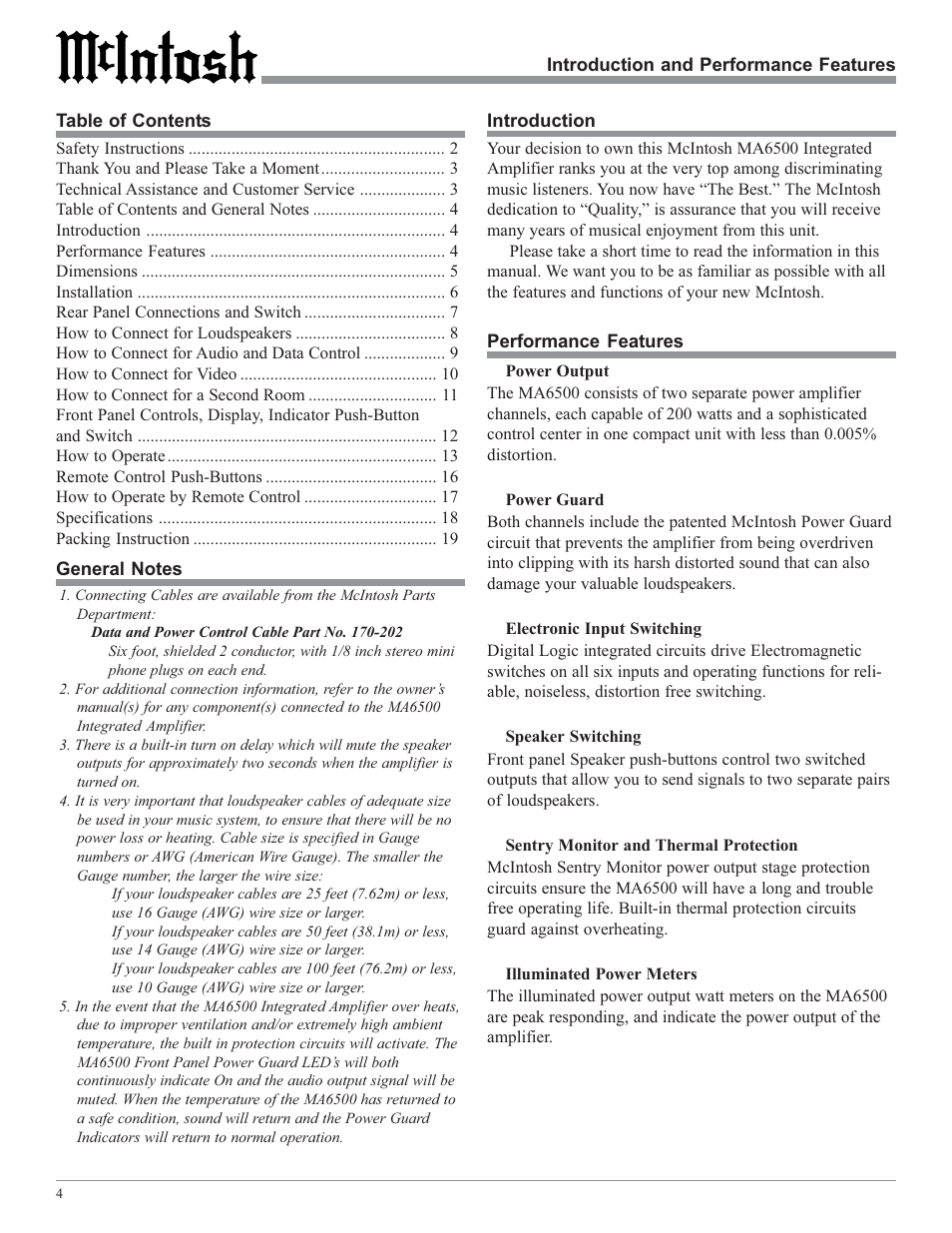 McIntosh MA6500 User Manual | Page 4 / 20