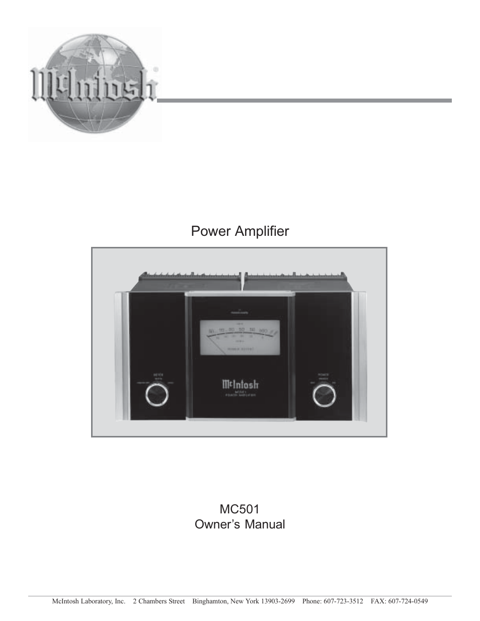 McIntosh MC501 User Manual | 20 pages