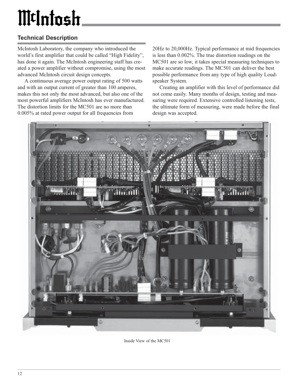 McIntosh MC501 User Manual | Page 12 / 20