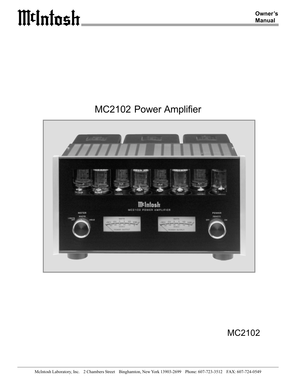McIntosh MC2102 User Manual | 20 pages