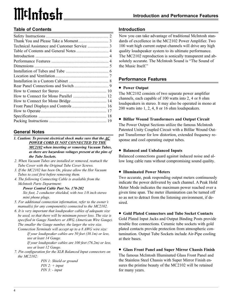 McIntosh MC2102 User Manual | Page 4 / 20