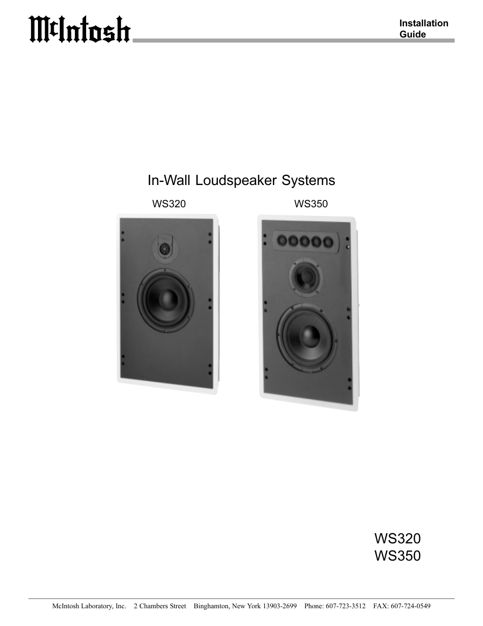 McIntosh INSTALLATION GUIDE WS320 User Manual | 4 pages